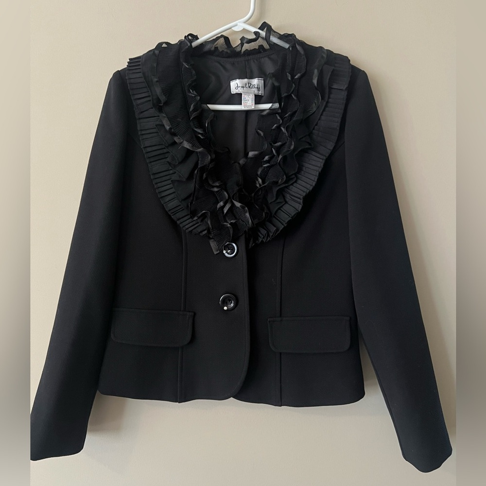 77. Joseph Ribkoff Ruffle Collar Blazer Size 8 - Picture 2 of 8